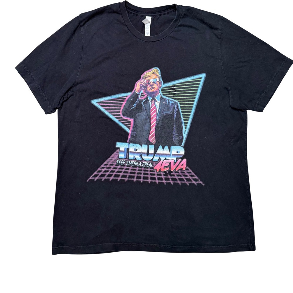Bella Canvas Trump T-Shirt Retro Synthwave 3D Glasses Black Graphic Tee KAG XL